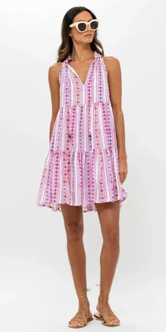 Sleeveless Tiered Short Dress in Trapeze Lilac