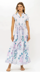 Ruffle Collar Button Maxi Dress in Paladio Teal