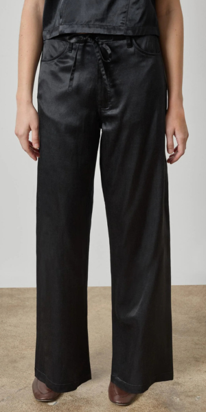 Slub Woven Pant in Black
