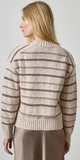 Multi Stripe V-Neck Sweater in Gardinia