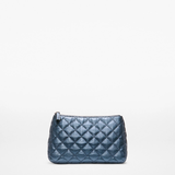 MZ Wallace Luna Metallic Cosmetic in Midnight Metallic Leather