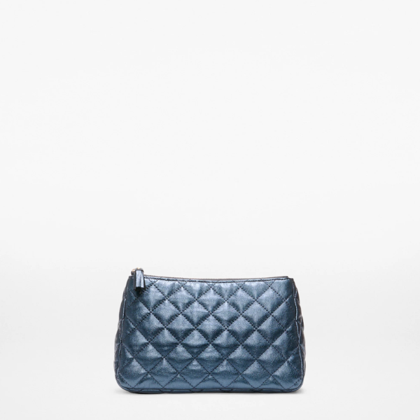MZ Wallace Luna Metallic Cosmetic in Midnight Metallic Leather