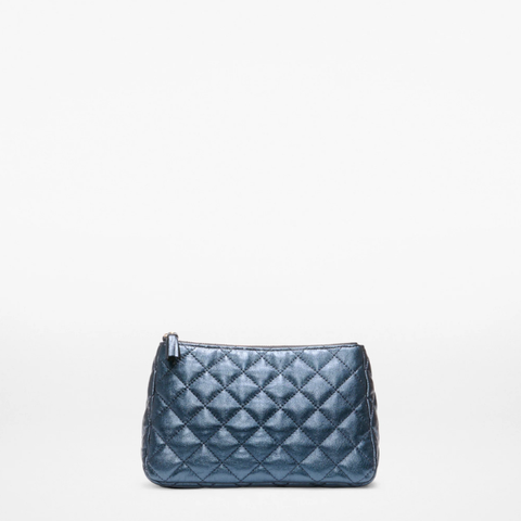 MZ Wallace Luna Metallic Cosmetic in Midnight Metallic Leather