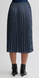Natalya Printed Pleated Skirt in Navy Star Foulard