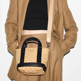 MZ Wallace Quilted Mini Empire Tote in Camel & Black