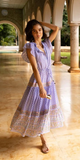 Cinched Flirty Midi Dress in Campania Periwinkle