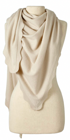 Cashmere Ruffle Triangle Wrap in Kahki