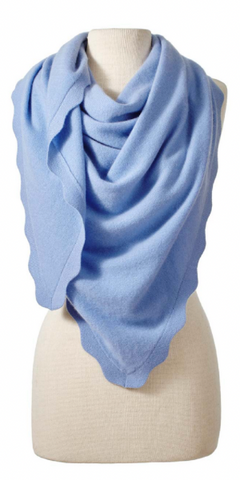 Cashmere Ruffle Triangle Wrap in Lake