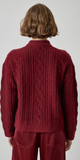 Relaxed Cable Knit Sweater in Port