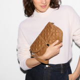 MZ Wallace Small Astor Convertable Clutch in Cognac