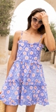 Smocked Back Mini Dress in Amalfi Periwinkle