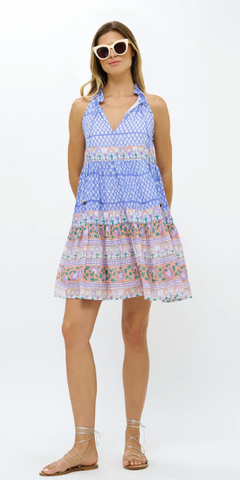 Sleeveless Tiered Short Dress in Campania Periwinkle