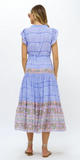 Cinched Flirty Midi Dress in Campania Periwinkle