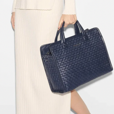 MZ Wallace Medium Woven Box Tote in Navy Dawn