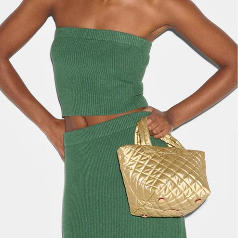 MZ Wallace Micro Metro Tote Deluxe in Light Gold Pearl Metalic
