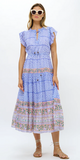 Cinched Flirty Midi Dress in Campania Periwinkle