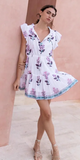 Cinched Waist Flirty Short Dress in Puglia Petal