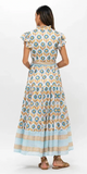 Ruffle Collar Button Maxi Dress in Touraine Blue