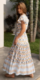 Ruffle Collar Button Maxi Dress in Touraine Blue