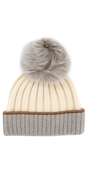 Two Tone Hat in Taupe