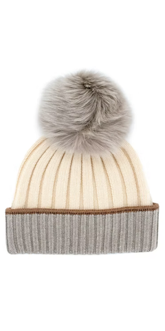 Two Tone Hat in Taupe