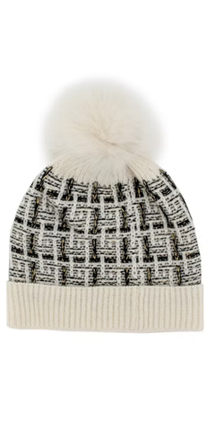Multi Color Knit Hat in Ivory