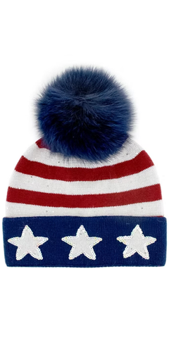 USA Flag Winter Hat in Navy