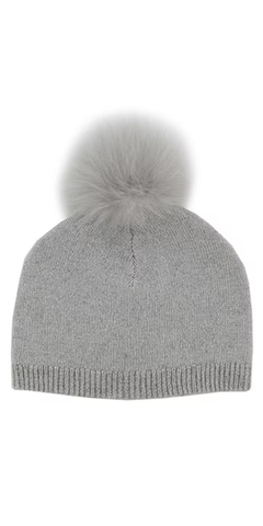 Silver Pom Pom Knit Hat