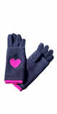Heart Cashmere Gloves in Navy