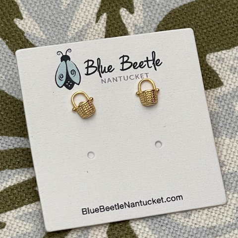 Nantucket Basket Stud Earrings in Gold