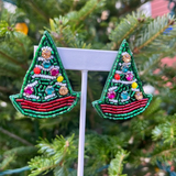 Christmas Dory Boat Earrings