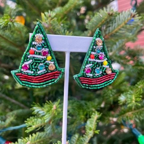 Christmas Dory Boat Earrings