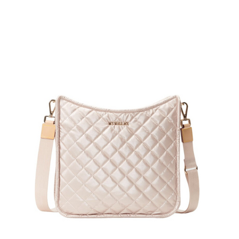 MZ Wallace Metro Box Crossbody in Pale Rose Gold Metallic