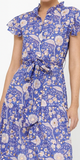 Ruffle Collar Button Maxi Dress in Carolina Cobalt