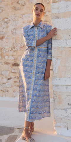 Maxi Shirt Dress in Florence Blue