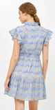 Ruffle Collar Button Mini Dress in Florence Blue