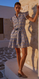 Ruffle Collar Button Mini Dress in Florence Blue