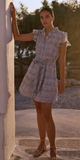 Ruffle Collar Button Mini Dress in Florence Blue