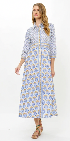Maxi Shirt Dress in Arbor Blue