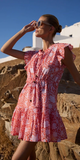 Cinched Flirty Short Dress in Ivy Orange
