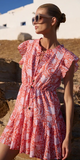 Cinched Flirty Short Dress in Ivy Orange