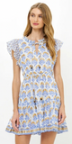 Cinched Flirty Short Dress in Arbor Blue