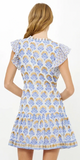 Cinched Flirty Short Dress in Arbor Blue