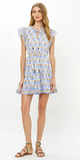 Cinched Flirty Short Dress in Arbor Blue