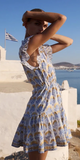 Cinched Flirty Short Dress in Arbor Blue