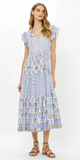 Cinched Flirty Midi Dress in Arbor Blue