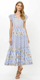 Cinched Flirty Midi Dress in Arbor Blue