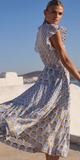 Cinched Flirty Midi Dress in Arbor Blue