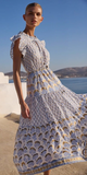 Cinched Flirty Midi Dress in Arbor Blue
