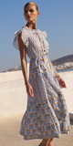 Cinched Flirty Midi Dress in Arbor Blue